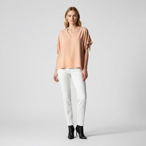 Trendsetter Blush Pink V-Neck blouse cold shoulder Top size XXL casual wear